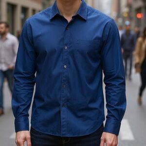 📌Unlisted by Kenneth Cole Men’s Long Sleeve Button-Down Shirt Solid Blue Sz 2XL
